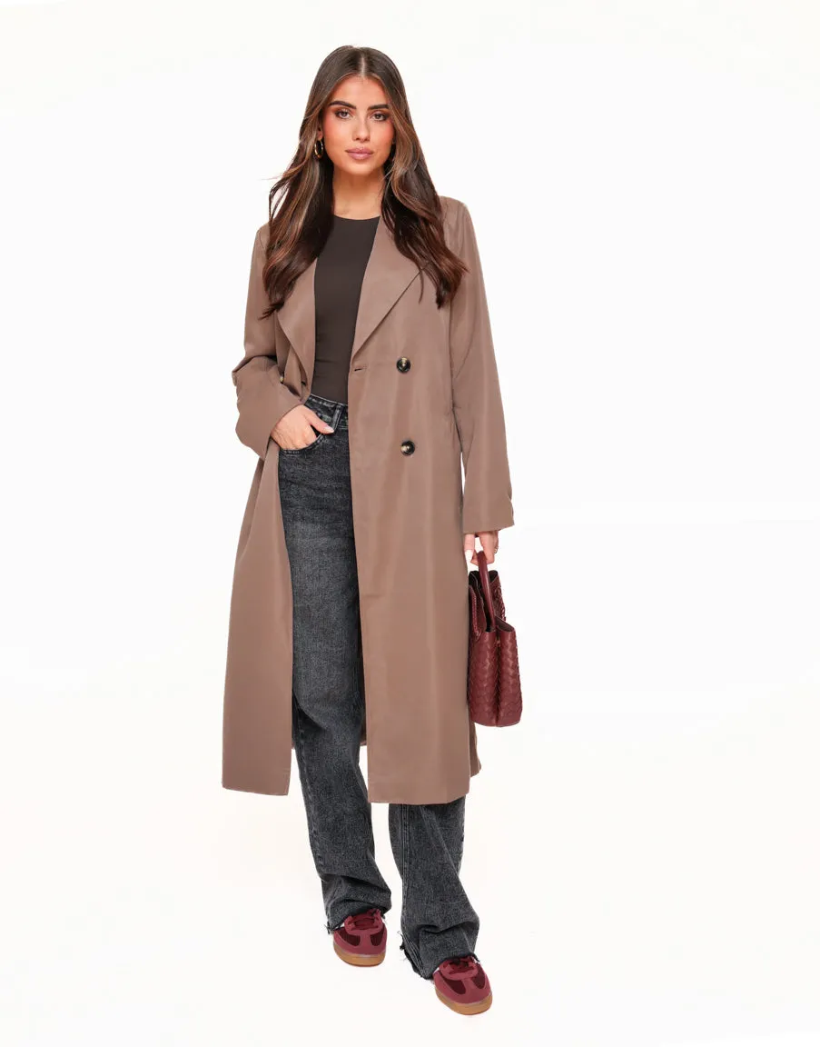 Taupe Lange Trench - Jas