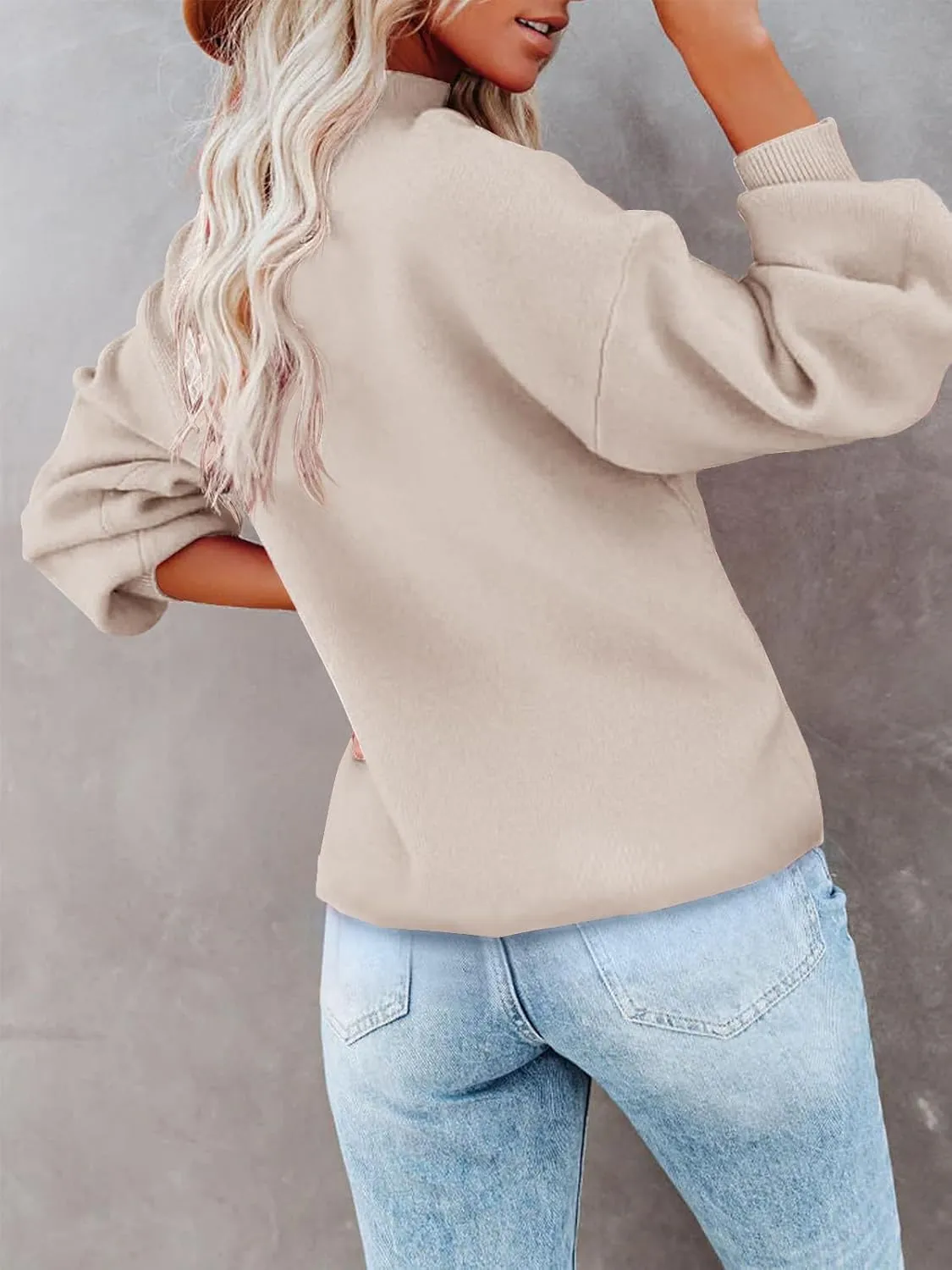 Turtleneck Oversized Sweaters for Women Batwing Long Sleeve Fall Ribbed Knit Pullover Casual Sweater Tunic Tops