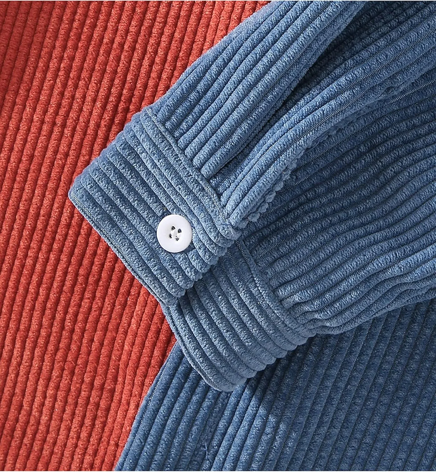UANEO Mens Shacket Patchwork Long Sleeve Button Down Corduroy Shirts for Men