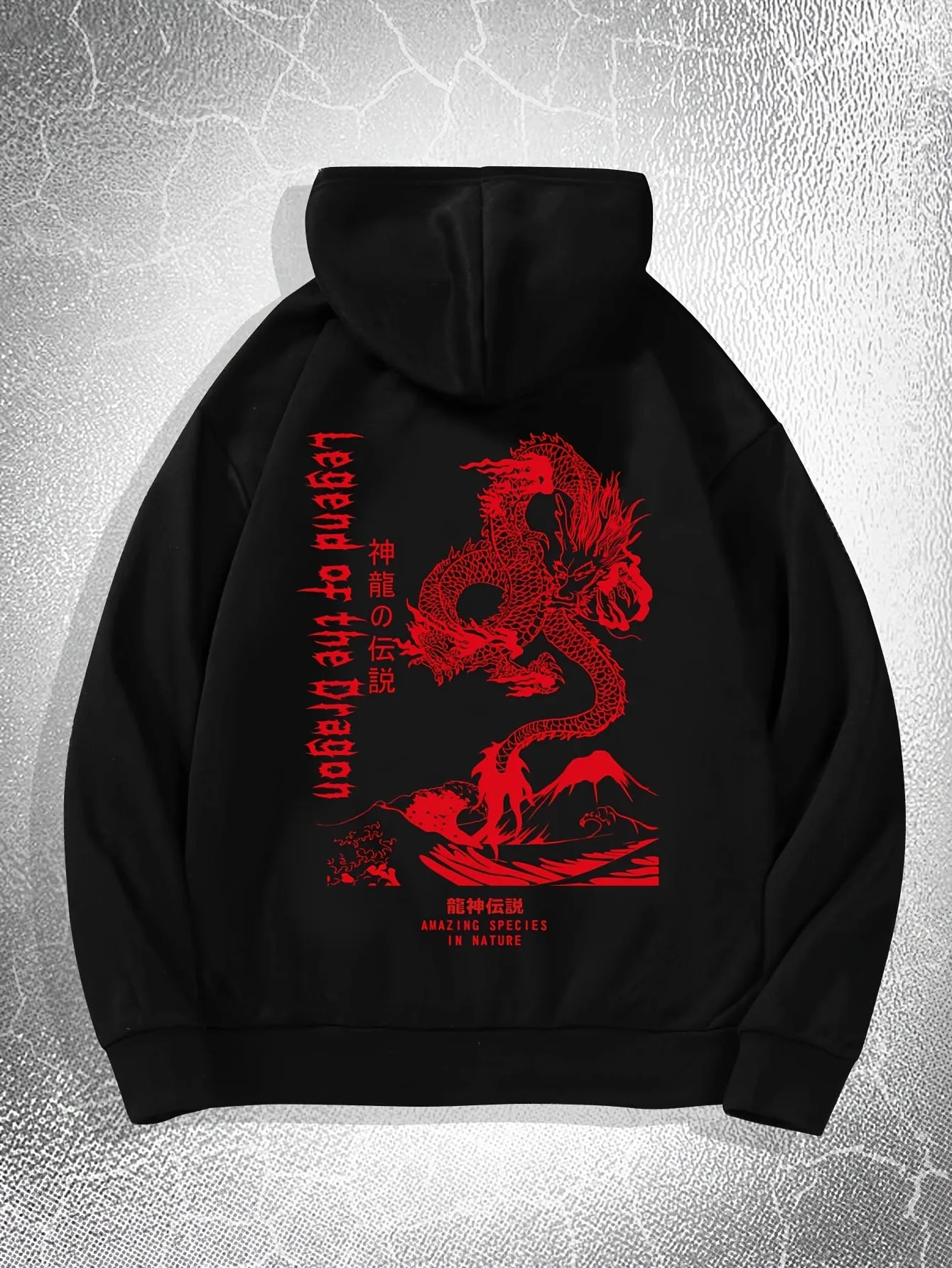 Ultimate Mens Dragon Print Hoodie with Drawstring Pocket  Casual Perfection