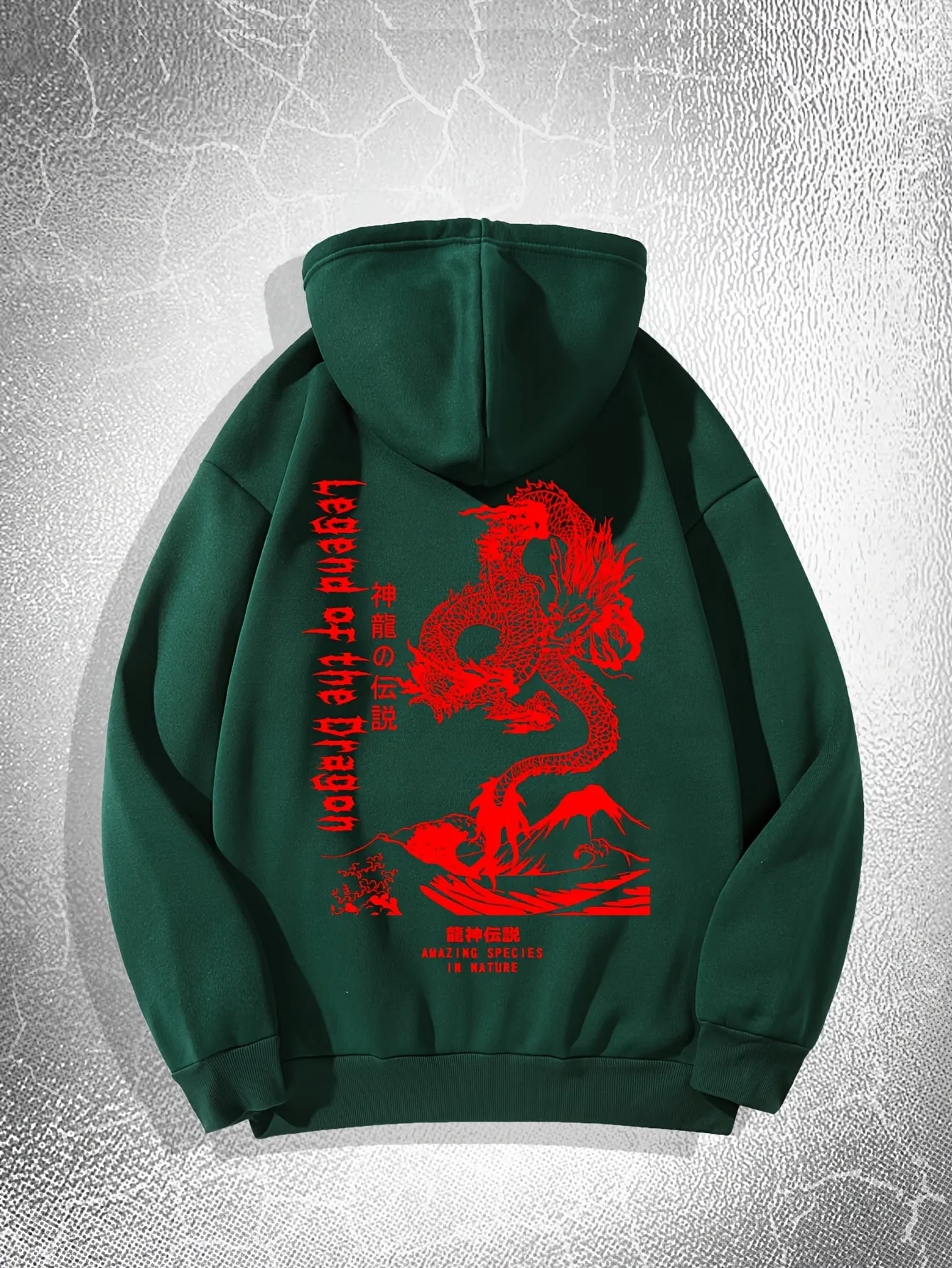 Ultimate Mens Dragon Print Hoodie with Drawstring Pocket  Casual Perfection