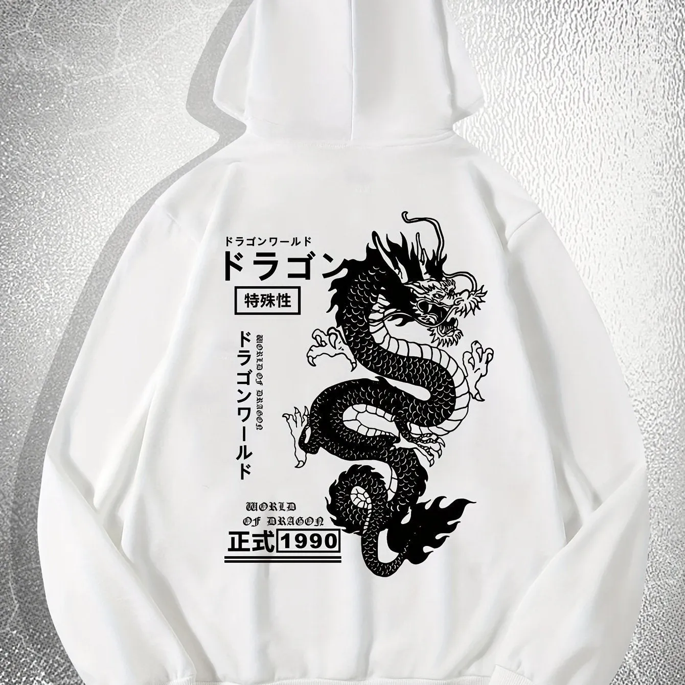 Ultimate Mens Dragon Print Hoodie with Drawstring Pocket  Casual Perfection
