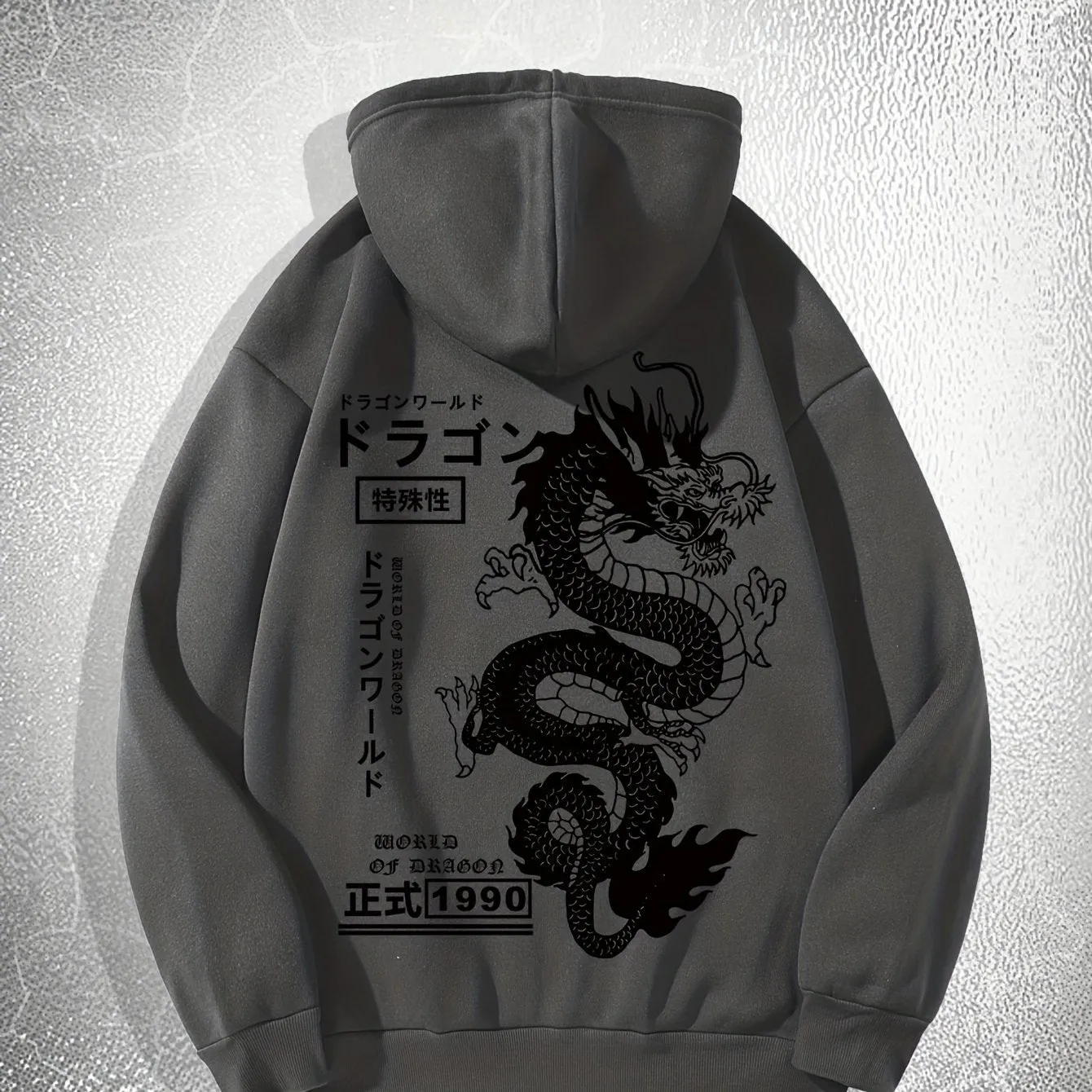 Ultimate Mens Dragon Print Hoodie with Drawstring Pocket  Casual Perfection