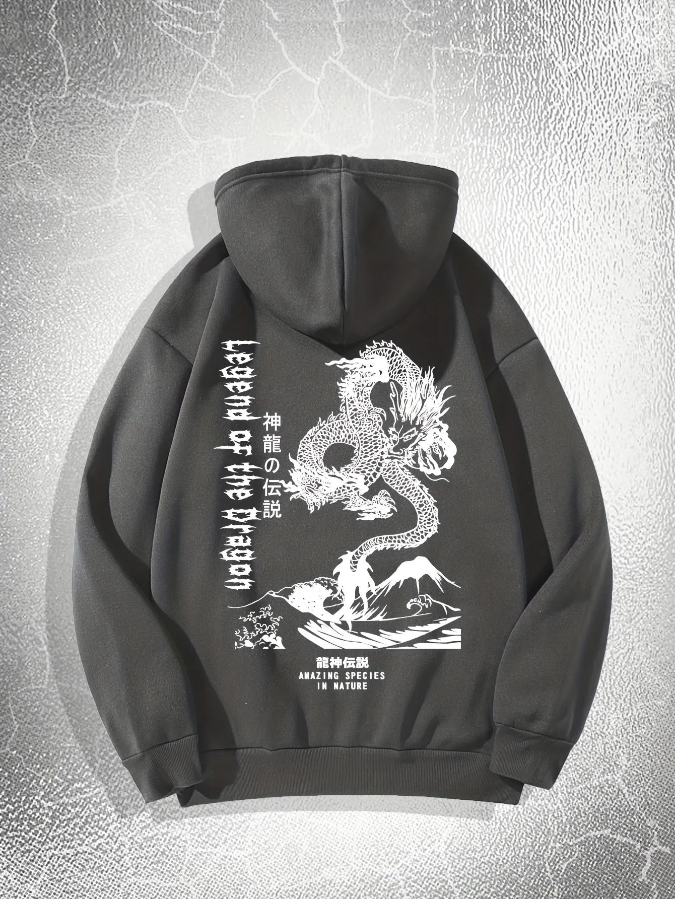 Ultimate Mens Dragon Print Hoodie with Drawstring Pocket  Casual Perfection