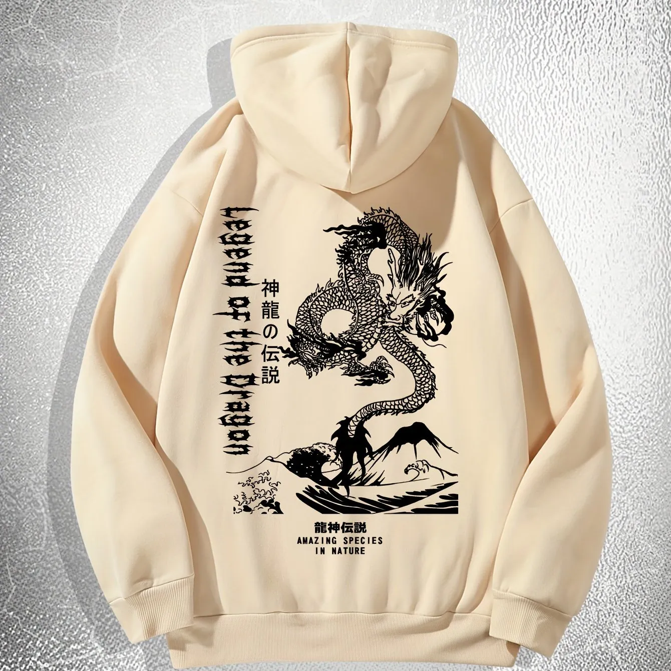 Ultimate Mens Dragon Print Hoodie with Drawstring Pocket  Casual Perfection