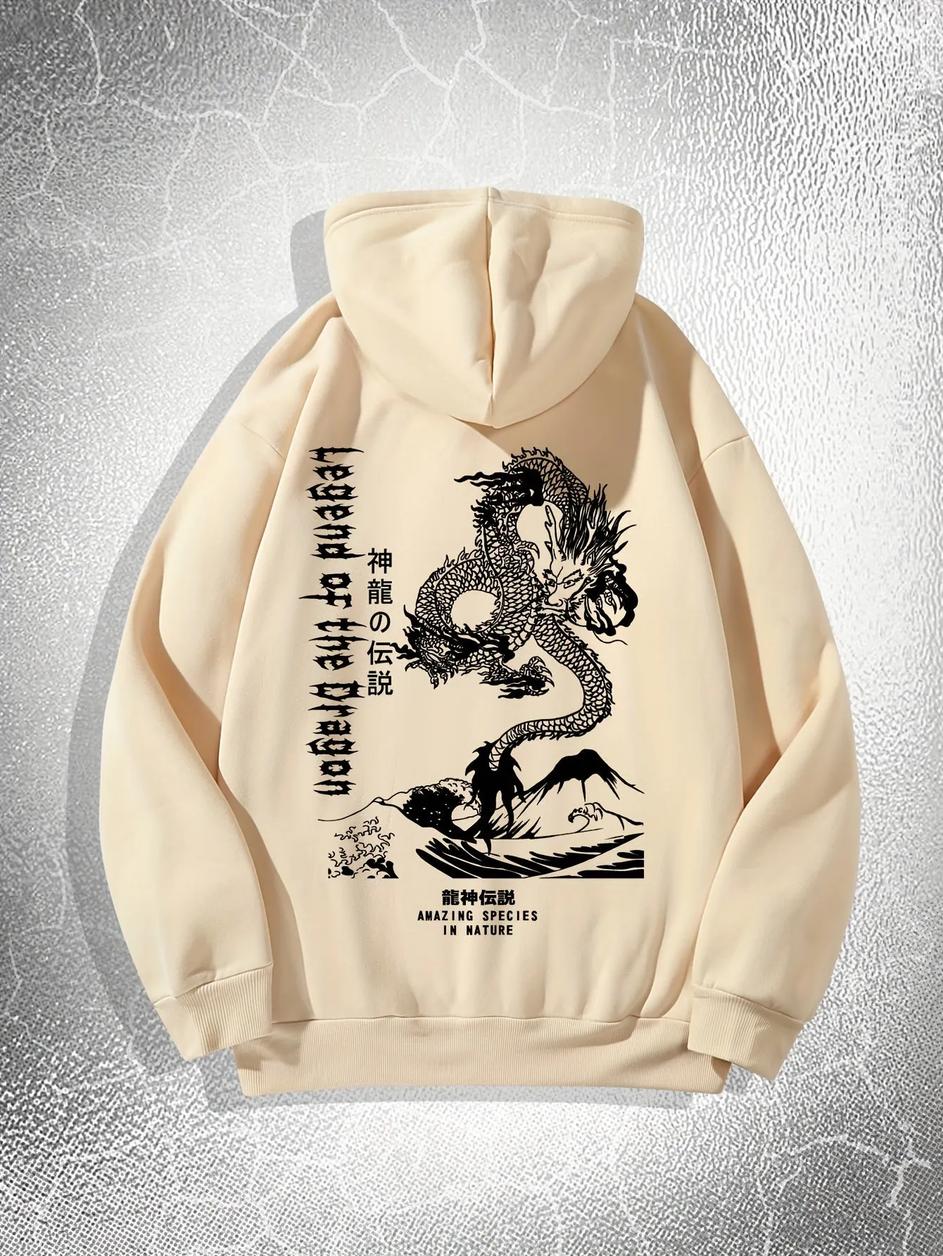 Ultimate Mens Dragon Print Hoodie with Drawstring Pocket  Casual Perfection