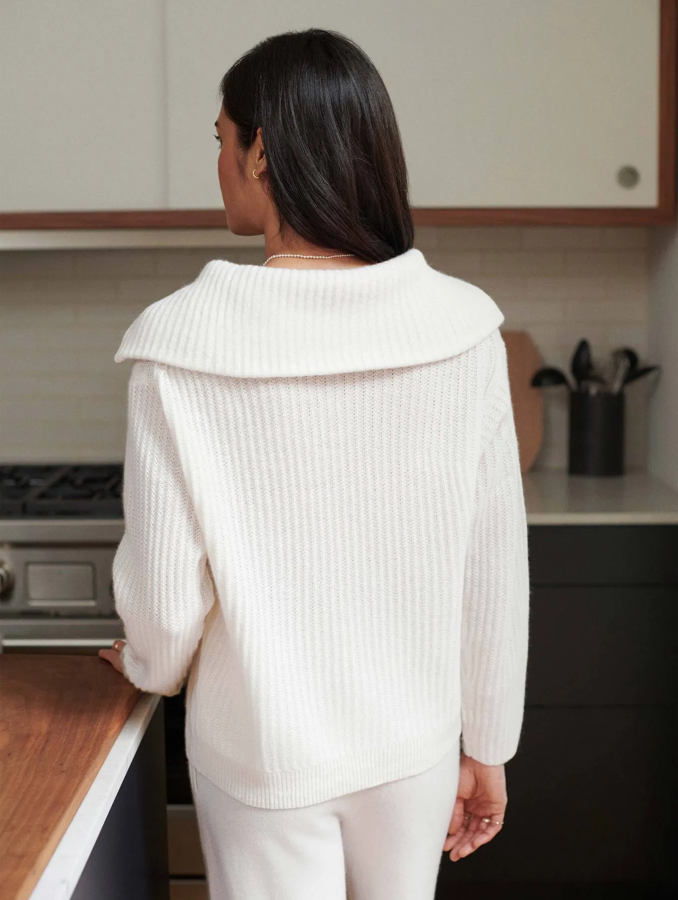 White   Warren - Cashmere Luxe Half Zip in Soft White