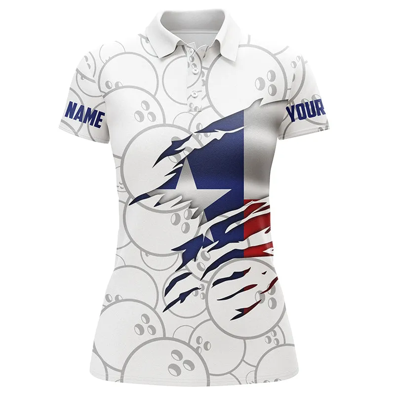 Women Bowling Sleeveless Polo Shirts Custom Texas Flag Bowling Team Bowlers Polo Shirt, Bowling Team Shirt