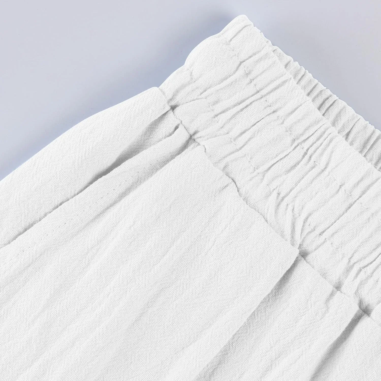 Womens Cotton Linen Cropped Pants 2025 Summer Lounge High Waisted Stretch Capris Drawstring Trousers with Pocket