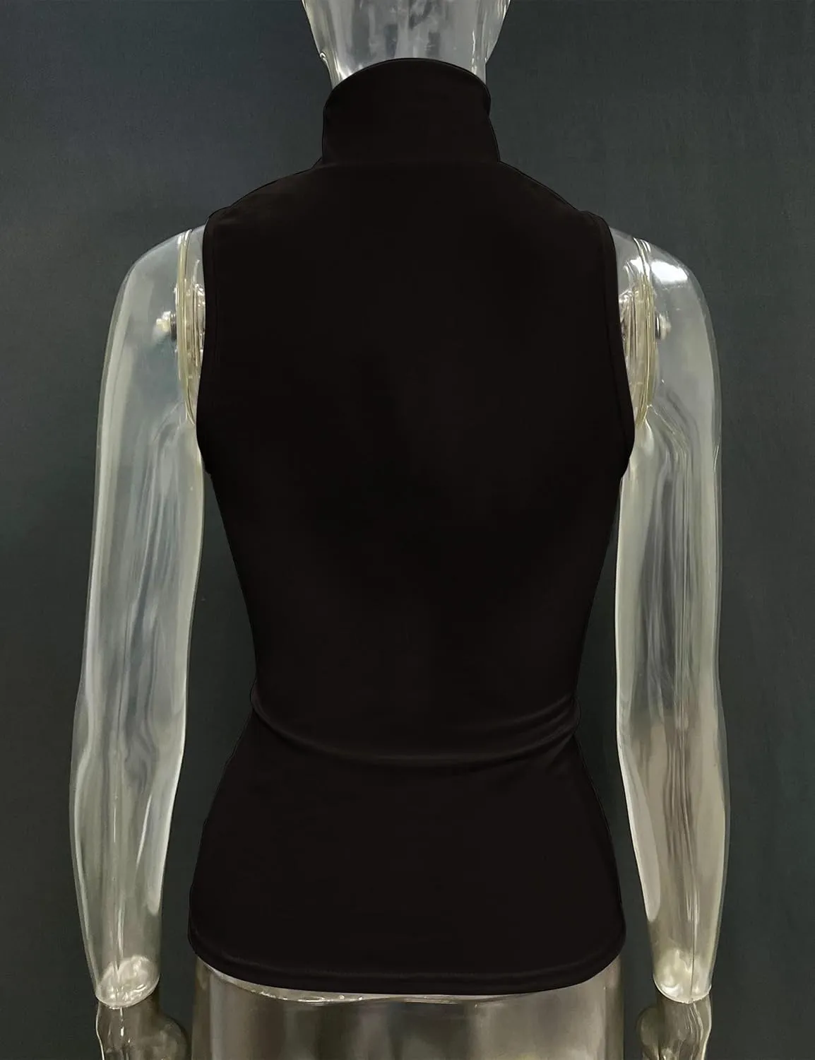 Womens Sleeveless Mock Neck Tops Pleated Twist Front Slim Fit Summer Date Night Clubwear High Neck Tank Tops