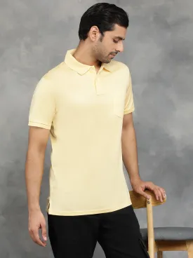 Yellow Solid Regular Fit Polo T-Shirt | JadeBlue