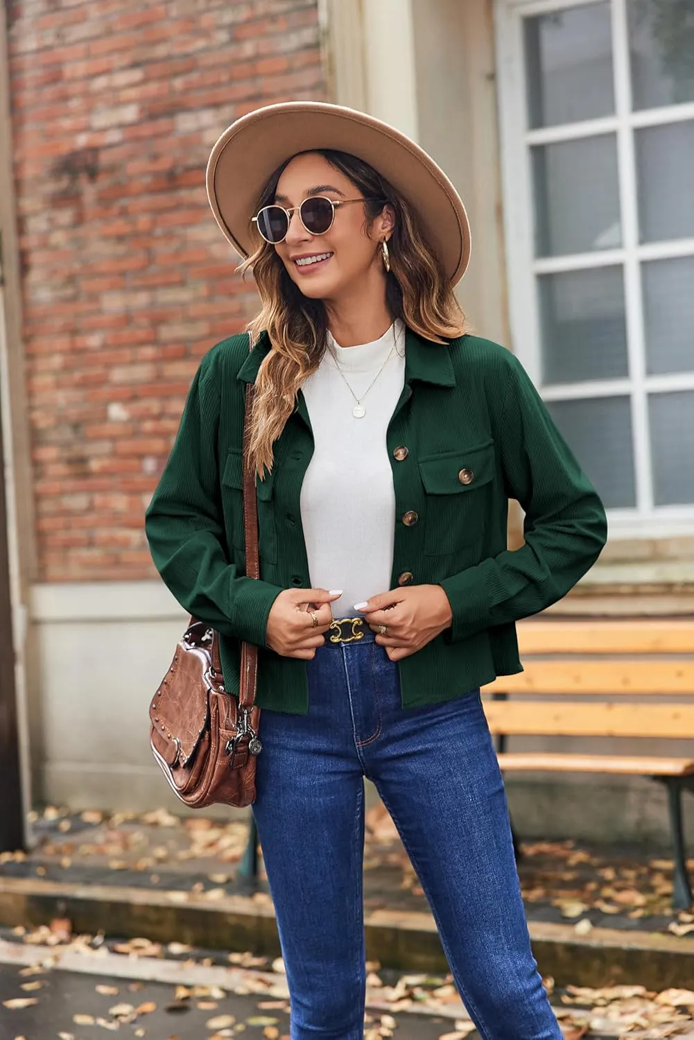 Zeagoo Womens Fashion Cropped Shackets Corduroy Button Down Crop Jackets Tops Long Sleeve Shirts Trendy 2025