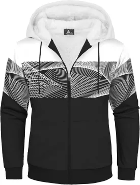 ZITY Men's Zip Up Hoodie Heavyweight Winter Sweatshirt Fleece Sherpa Lined Warm Jacket